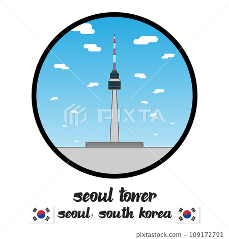 Circle Icon line Seoul Tower. vector illustration 109172791