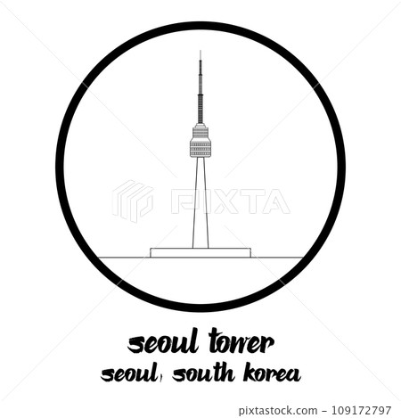 Circle Icon line Seoul Tower. vector illustration 109172797