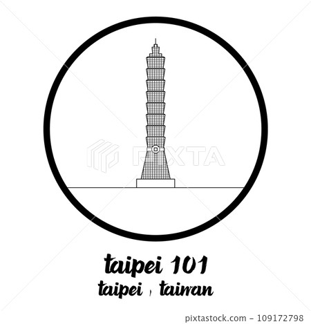 Circle Icon line Taipei 101 building. vector illustration 109172798