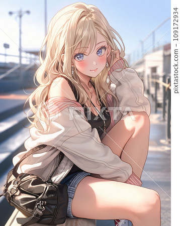 精力充沛、活潑的金發女郎 JK 精力充沛、活潑的金發女郎 JK 109172934