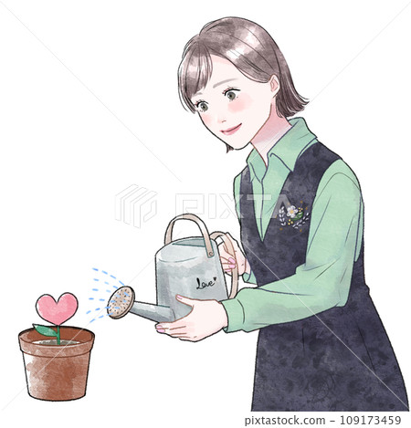 Illustration of a loving woman in watercolor style Illustration of a loving woman in watercolor style 109173459
