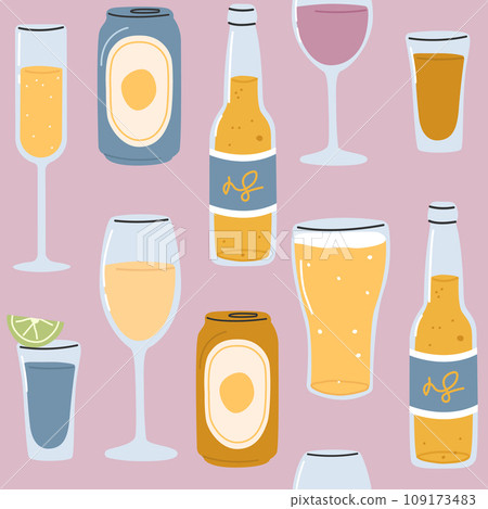Seamless pattern with alcohol.template for bar,pub 109173483