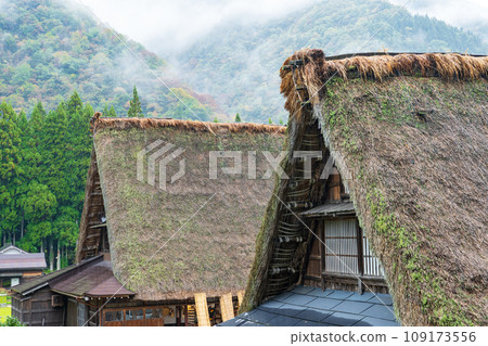 富山縣五簇山，秋雨中的合掌造村 109173556