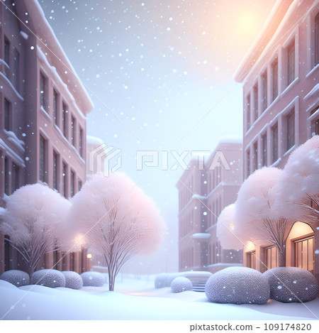 Christmas soft color snowfall city illustration realistic wallpaper Christmas soft color snowfall city illustration realistic wallpaper 109174820