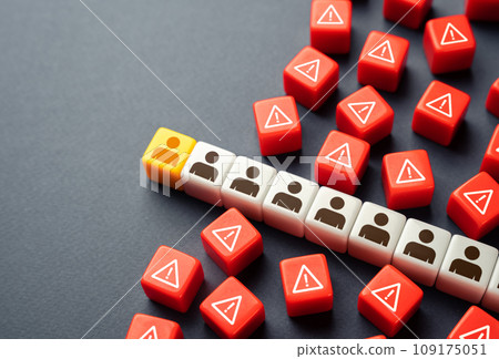 Overcome difficulties and lead your team out of turbulence. Leading followers out of problems. Successfully pass the tests. Head the movement to overcome the crisis. Trust and leadership. 109175051