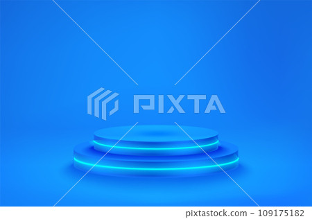 Empty pink neon podium. Vector 3d mockup for product design 109175182