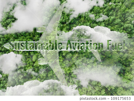 Sustainable aviation fuel concept. Net zero emissions flight. Sustainability transportation. Eco-friendly aviation fuel. Air travel. Future of flight with green innovation. Airplane use biofuel energy Sustainable aviation fuel concept. Net zero emissions flight. Sustainability transportation. Eco-friendly aviation fuel. Air travel. Future of flight with green innovation. Airplane use biofuel energy 109175653