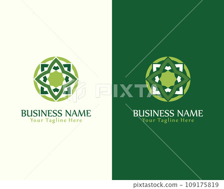 Green mandala flower natural healthcare illustration logo vector design template Green mandala flower natural healthcare illustration logo vector design template 109175819