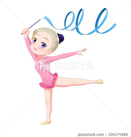 Illustration material of a girl performing rhythmic gymnastics ribbon Illustration material of a girl performing rhythmic gymnastics ribbon 109175980