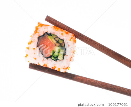 Sushi Sushi in chopsticks Sushi Sushi in chopsticks 109177061