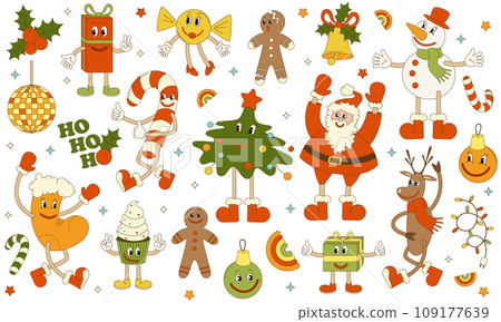 Set of Christmas and New Year characters. 109177639