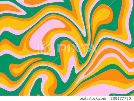 60s wave pattern in groovy distorted trendy style. Natural fluid Geometric swirl background. Retro 60s 70s psychedelic vector graphic illustration. Fluid wavy hippie print 60s wave pattern in groovy distorted trendy style. Natural fluid Geometric swirl background. Retro 60s 70s psychedelic vector graphic illustration. Fluid wavy hippie print 109177780