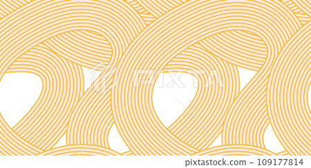Noodle ramen seamless pattern. Repeated background with light yellow waves lines. Italian pasta texture 109177814