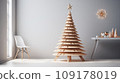 Christmas tree in modern living room. 3d render illustration mock up 109178019