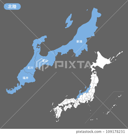 日本地圖與北陸放大地圖 日本地圖與北陸放大地圖 109178231