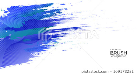 Colorful Grunge Background with Halftone Style and Wavy Lines. Brush Stroke Illustration Background 109178281