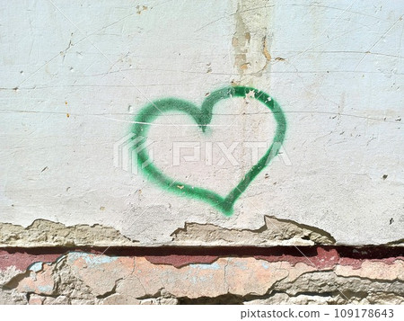 heart on the wall, green heart on the wall heart on the wall, green heart on the wall 109178643