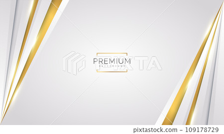 Luxury White and Gold Background with Golden Lines and Paper Cut Style. Premium Gray and Gold Background for Award, Nomination, Ceremony, Formal Invitation or Certificate Design 109178729