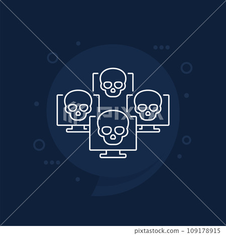 Botnet icon, network with bots line vector Botnet icon, network with bots line vector 109178915