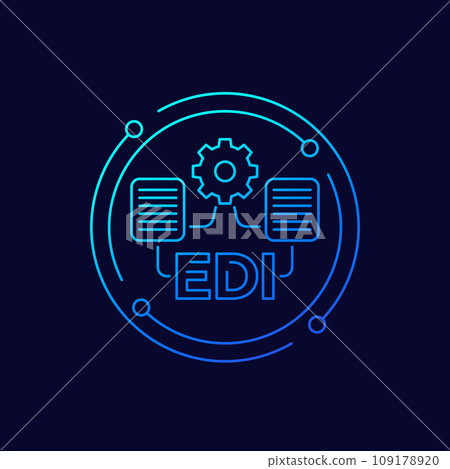 EDI, Electronic Data Interchange linear icon 109178920