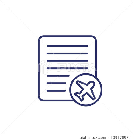 flight documents line icon, vector 109178973