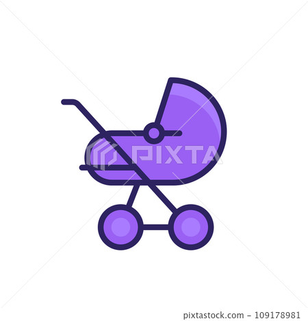 baby stroller icon on white, vector 109178981