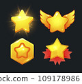 Vector star icons set. Collection icon design for game, ui, banner, design for app, interface, game development. Star icon bonus and items illustration.  109178986