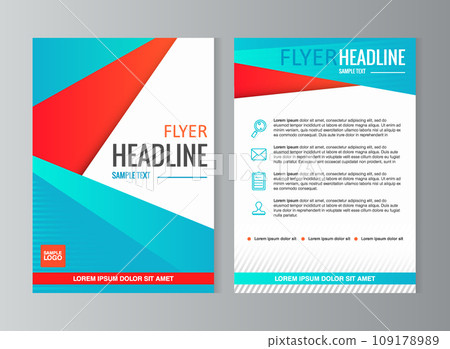 Brochure flyer design template. Vector presentation. Geometric Business Trend Front page and Back page card for your design 109178989