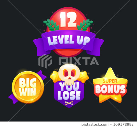 Game icon bonus and items illustration. Collection icon design for game, ui, banner, design for app, interface, game development, playing cards, slots and roulette. 109178992
