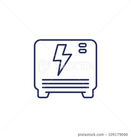 home battery or backup system line icon on white home battery or backup system line icon on white 109179080