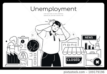 Unemployment - modern line design style banner 109179196