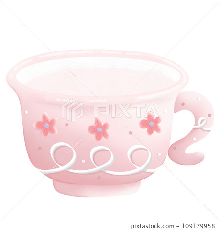 Watercolor tea glass cartoon concept Chinese New Year illustration Watercolor tea glass cartoon concept Chinese New Year illustration 109179958