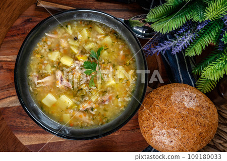 Polish barley soup. Polish barley soup. 109180033