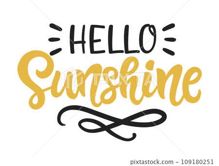 Hello Sunshine cute modern calligraphy quote. 109180251