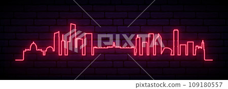 Red neon skyline of Monterrey. 109180557