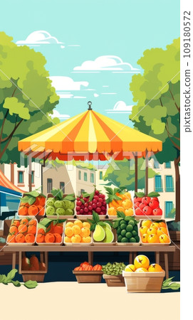 Seasonal fresh fruits at a street outdoor market Seasonal fresh fruits at a street outdoor market 109180572