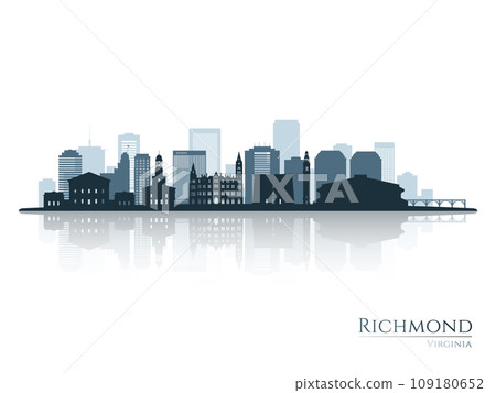 Richmond skyline silhouette with reflection. 109180652