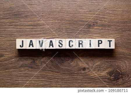 Javascript - word concept on building blocks, text 109180711