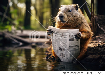 Capibara is reading the newspaper Capibara is reading the newspaper 109180723