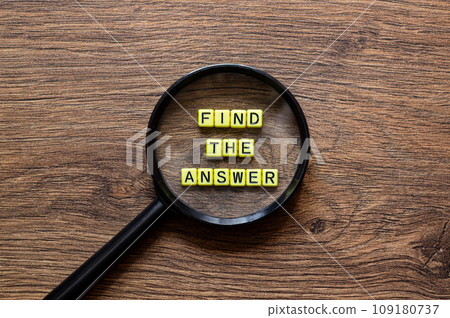 Find the answer - word concept on building blocks, text 109180737