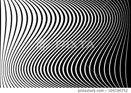 Abstract Black and White Wavy Lines Textured Background with 3D Illusion and Twisting Movement Effect. Vector Art. Abstract Black and White Wavy Lines Textured Background with 3D Illusion and Twisting Movement Effect. Vector Art. 109180752