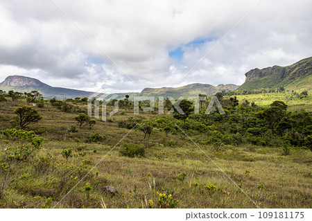 Hiking trail to Aguas Claras waterfall in Vale do Capao, Chapada Diamantina, Palmeiras, Bahia, Brazil 109181175