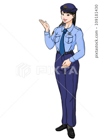 A young female police officer who guides you with a smile_summer pants A young female police officer who guides you with a smile_summer pants 109181430