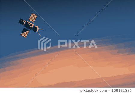 A spaceship flies in space A spaceship flies in space 109181585