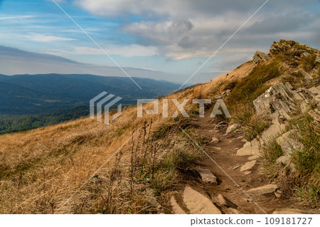 Polonina Wetlinska, Bieszczady mountain, Bieszczady National Park, Poland. Polonina Wetlinska, Bieszczady mountain, Bieszczady National Park, Poland. 109181727
