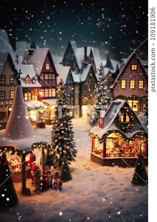 Street in a Christmas night in an old town 109181906