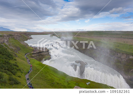 Gullfoss falls in summer season view, Iceland 109182161