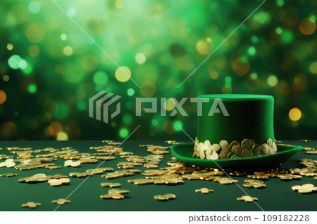green st patricks day background with Green hat 109182228