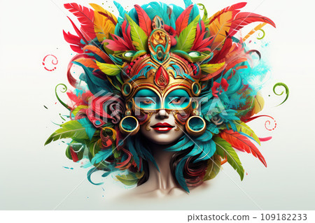 Realistic Brazilian carnival mask isolated on white background 109182233