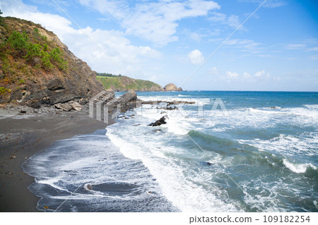 Llumeres beach view, Asturias landscape, Spain. 109182254